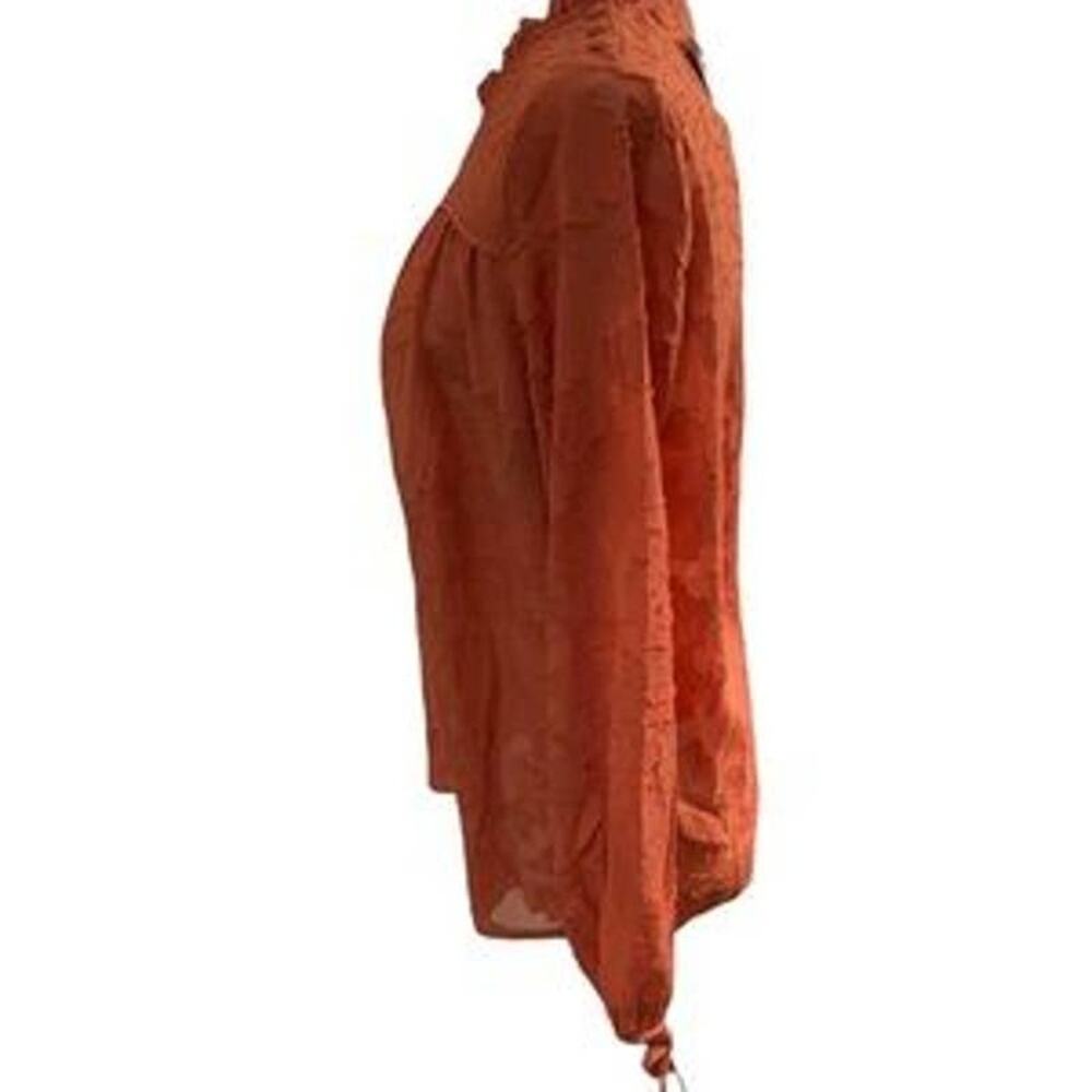 SIMPLY styled. Orange top blouse. short Ruffle neck.‎ . Size Small - Picture 5 of 12